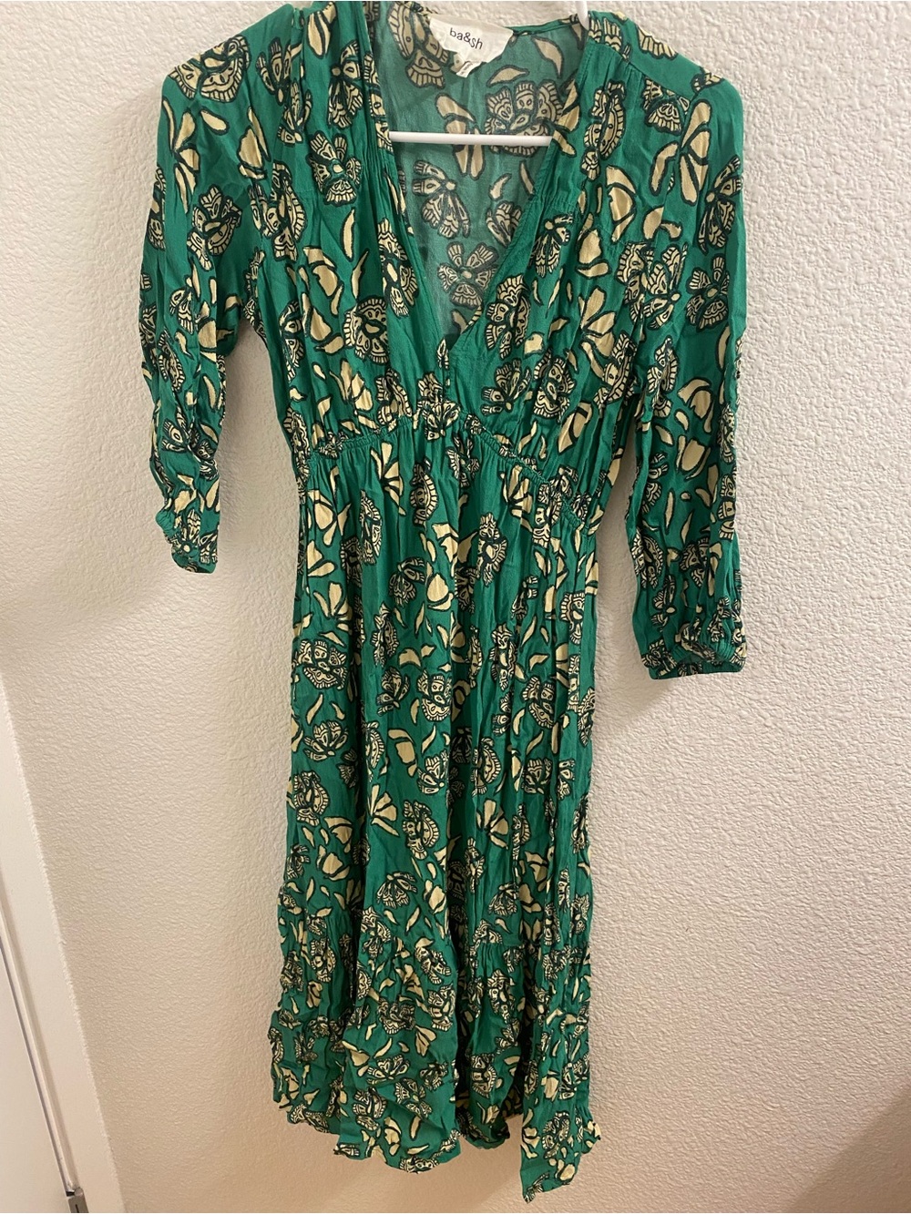 ba&sh Emerald Green Floral Print Dress